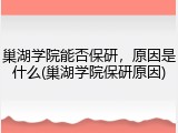 巢湖学院能否保研，原因是什么(巢湖学院保研原因)