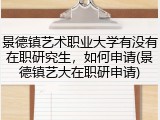 景德镇艺术职业大学有没有在职研究生，如何申请(景德镇艺大在职研申请)