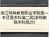 浙江特殊教育职业学院是一本还是本科第二批(浙特教院本科批次)