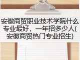 安徽商贸职业技术学院什么专业最好，一年招多少人(安徽商贸热门专业招生)