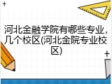 河北金融学院有哪些专业，几个校区(河北金院专业校区)