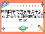 陕西国际商贸学院读什么专业比较有前景(陕商院前景专业)