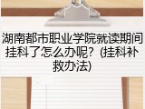 湖南都市职业学院就读期间挂科了怎么办呢？(挂科补救办法)