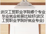 武汉工贸职业学院哪个专业毕业就业前景比较好(武汉工贸职业学院好就业专业)