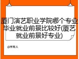 厦门演艺职业学院哪个专业毕业就业前景比较好(厦艺就业前景好专业)