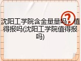 沈阳工学院含金量量吗，值得报吗(沈阳工学院值得报吗)