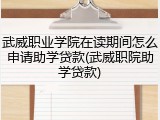 武威职业学院在读期间怎么申请助学贷款(武威职院助学贷款)