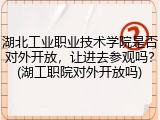 湖北工业职业技术学院是否对外开放，让进去参观吗？(湖工职院对外开放吗)