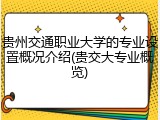 贵州交通职业大学的专业设置概况介绍(贵交大专业概览)