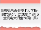 重庆机电职业技术大学招生编码多少，隶属哪个部门(重机电大招生代码归属)