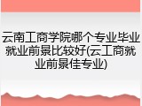 云南工商学院哪个专业毕业就业前景比较好(云工商就业前景佳专业)