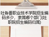 吐鲁番职业技术学院招生编码多少，隶属哪个部门(吐职院招生编码归属)