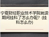 宁夏财经职业技术学院就读期间挂科了怎么办呢？(挂科怎么办)