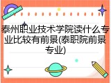 泰州职业技术学院读什么专业比较有前景(泰职院前景专业)