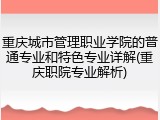 重庆城市管理职业学院的普通专业和特色专业详解(重庆职院专业解析)