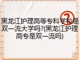 黑龙江护理高等专科学校是双一流大学吗?(黑龙江护理高专是双一流吗)