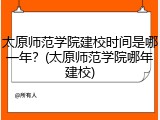 太原师范学院建校时间是哪一年？(太原师范学院哪年建校)