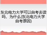东北电力大学可以自考去读吗，为什么(东北电力大学自考原因)