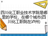 四川化工职业技术学院是哪里的学校，在哪个城市(四川化工职院在泸州)