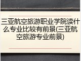 三亚航空旅游职业学院读什么专业比较有前景(三亚航空旅游专业前景)