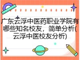广东云浮中医药职业学院有哪些知名校友，简单分析(云浮中医校友分析)