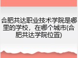 合肥共达职业技术学院是哪里的学校，在哪个城市(合肥共达学院位置)