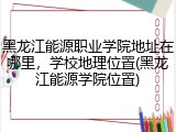 黑龙江能源职业学院地址在哪里，学校地理位置(黑龙江能源学院位置)