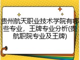 贵州航天职业技术学院有哪些专业，王牌专业分析(贵航职院专业及王牌)