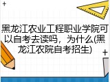 黑龙江农业工程职业学院可以自考去读吗，为什么(黑龙江农院自考招生)