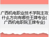 广西机电职业技术学院主攻什么方向有哪些王牌专业(广西机电职院王牌专业)