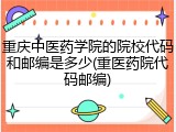 重庆中医药学院的院校代码和邮编是多少(重医药院代码邮编)