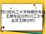 四川轻化工大学有哪些专业，王牌专业分析(川工大专业及王牌分析)