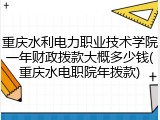 重庆水利电力职业技术学院一年财政拨款大概多少钱(重庆水电职院年拨款)