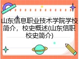 山东信息职业技术学院学校简介，校史概述(山东信职校史简介)