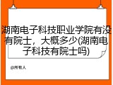 湖南电子科技职业学院有没有院士，大概多少(湖南电子科技有院士吗)