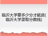 临沂大学要多少分才能进(临沂大学录取分数线)