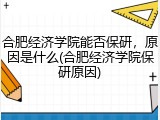 合肥经济学院能否保研，原因是什么(合肥经济学院保研原因)