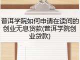 普洱学院如何申请在读间的创业无息贷款(普洱学院创业贷款)