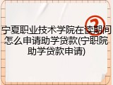 宁夏职业技术学院在读期间怎么申请助学贷款(宁职院助学贷款申请)