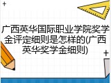 广西英华国际职业学院奖学金评定细则是怎样的(广西英华奖学金细则)
