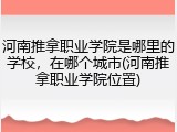 河南推拿职业学院是哪里的学校，在哪个城市(河南推拿职业学院位置)