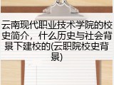 云南现代职业技术学院的校史简介，什么历史与社会背景下建校的(云职院校史背景)
