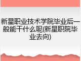 新星职业技术学院毕业后一般能干什么呢(新星职院毕业去向)