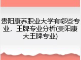 贵阳康养职业大学有哪些专业，王牌专业分析(贵阳康大王牌专业)