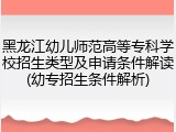 黑龙江幼儿师范高等专科学校招生类型及申请条件解读(幼专招生条件解析)