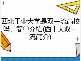 西北工业大学是双一流高校吗，简单介绍(西工大双一流简介)