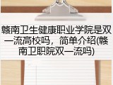 赣南卫生健康职业学院是双一流高校吗，简单介绍(赣南卫职院双一流吗)