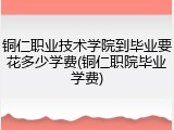 铜仁职业技术学院到毕业要花多少学费(铜仁职院毕业学费)
