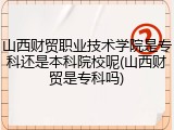 山西财贸职业技术学院是专科还是本科院校呢(山西财贸是专科吗)