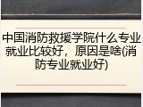 中国消防救援学院什么专业就业比较好，原因是啥(消防专业就业好)